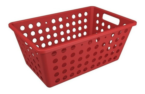 Canasto Caja Organizador Plastico Acanalado Grande Coza Color Rojo