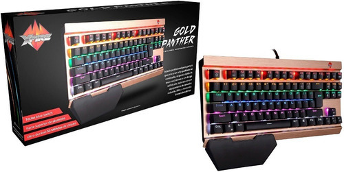 Teclado Gamer Tecdrive Xfire Gold Panther Rgb Switch Blue Cor de teclado Preto Idioma Inglês US