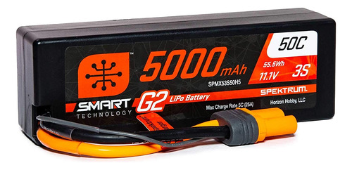 Spektrum 11.1 V 5000 Mah 3s 50c Smart Lipo G2 Estuche Rígido