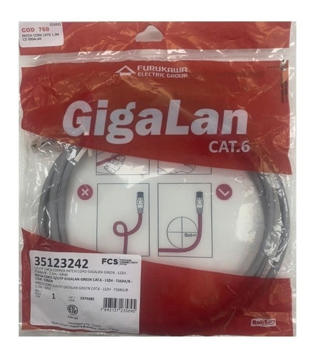 Patch Cord Cat6 1,5m U/utp Gigalan Furukawa