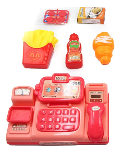 Caixa Registradora Infantil Acessórios Mercadinho Brinquedo Cor Maquina Registradora Rosa