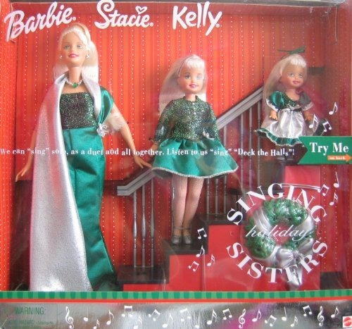 Holiday Singing Sisters Barbie Stacie Kelly Dolls Canta Deck