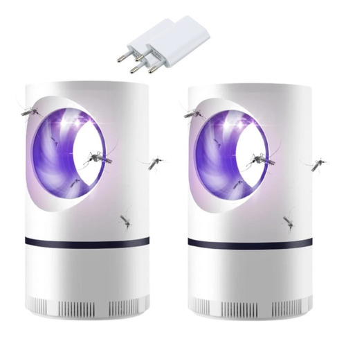 2 Abajour Armadilha Mosquito Pernilongo Led Violeta + Fonte