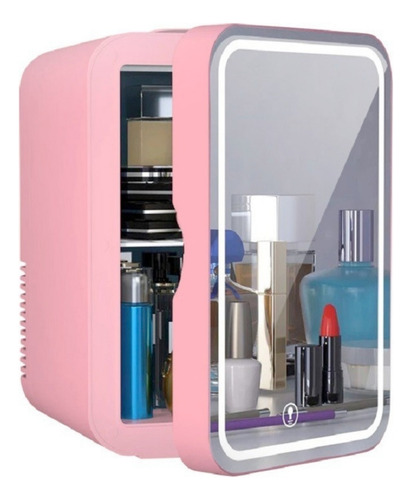 Mini Refrigerador Maquillaje Con Espejo Frigobar Cosméticos