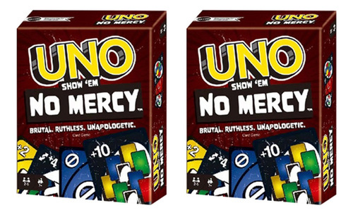 Juego Cartas Uno No Mercy A Partir De 7 Años, Paquete De 2 C