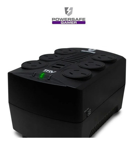 Imagen 3 de 9 de Estabilizador Tensión Trv Powersafe Gamer 6tomas/2usb/rj45 Negro