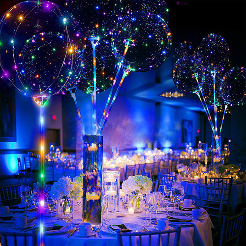 16pcs Globos Led Gigantes Transparentes Con Soporte Y Gancho Color Luz Led De Color