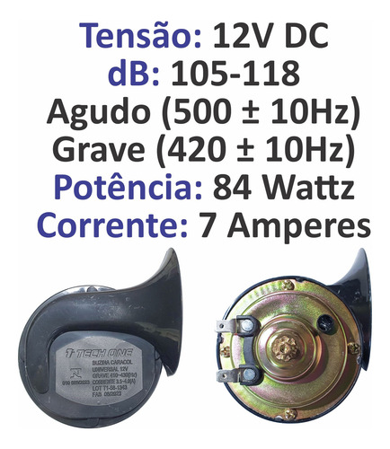 Par Buzinas Caracol Com 2 Terminal Carro Universal 12v Alto