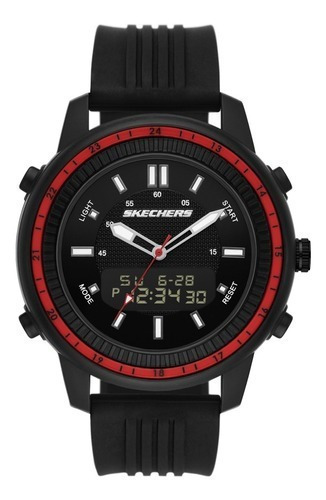 Reloj Skechers Sr5154 Negro Color de la correa Silicona Color del bisel Rojo