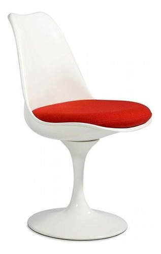 Silla Tulip Blanca - Diseño Saarinen Estructura De La Silla Blanco Asiento Rojo