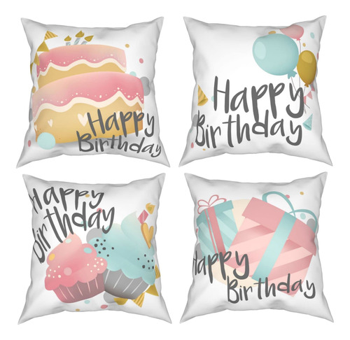 Pubnico Juego De 4 Fundas De Almohada Decorativas De Cumple.