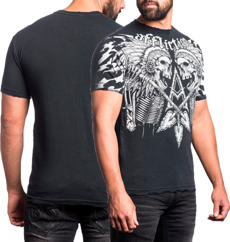 Imagen 2 de 3 de Remera Affliction Apache Freedom Black Ridersbike