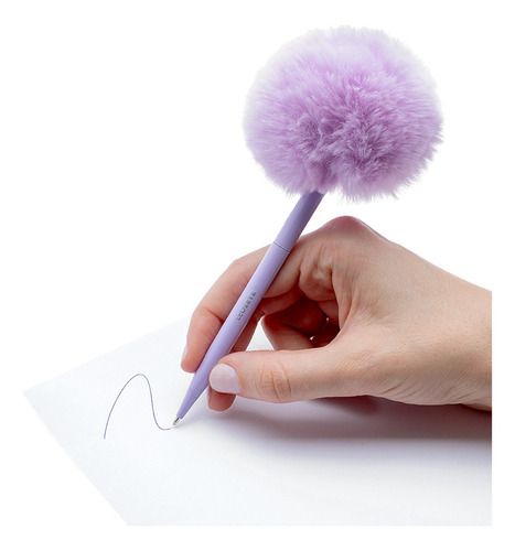 Kit 4 Canetas Pompom Com Corpo De Metal Azul E Rosa Leoarte Tinta Ciano