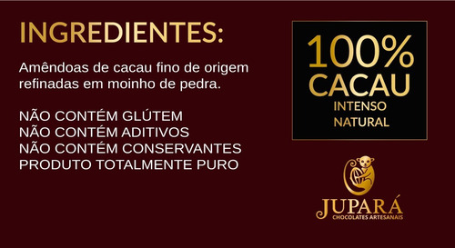 Chocolate Puro, Natural 100% Cacau - Barra 1kg (sem Açúcar)