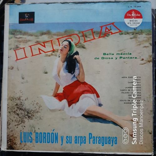 Vinilo Luis Bordon Y Su Arpa Paraguaya India Bella Mezcla F4