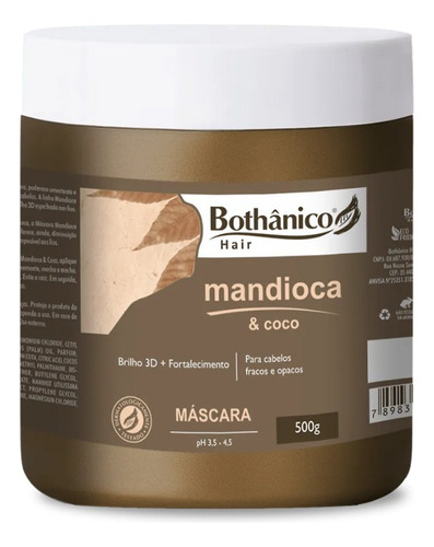 Máscara Capilar Bothânico Hair Mandioca E Coco 500g