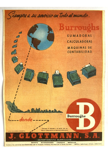 Almacenes J. Glottmann Aviso Publicitario De 1947 Burroughs