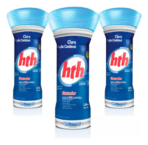 Kit 3 Hth Flutuador Ação Contínua Advanced 1,66kg Piscina