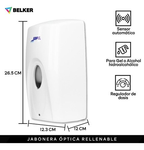 Jabonera Automática Dispensador Blanco Jofel 1 Lt 5 Pzas