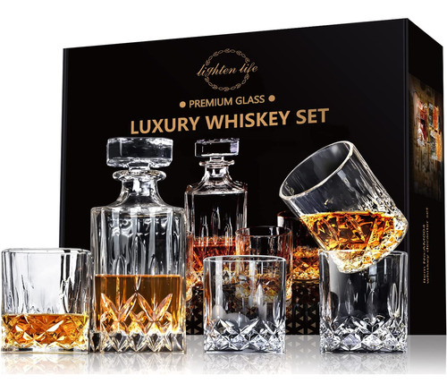 Set De Decantador P/ Whisky Lighten Life, Cristal, C/ Vasos