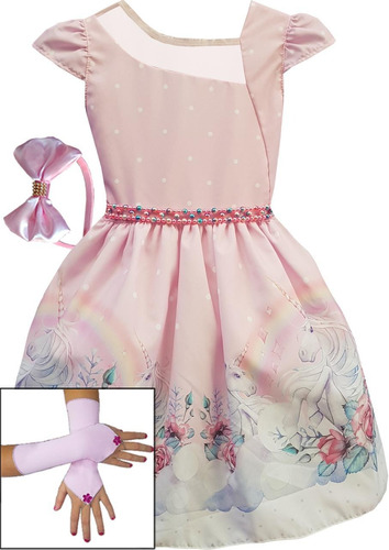 Vestido Unicornio 4 Ao 16 Festa Infantil Kit 