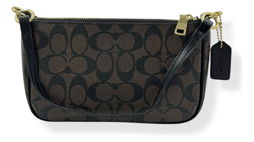 Bolsa De Mano Coach, Monograma C Cafe Oscuro/negro Original