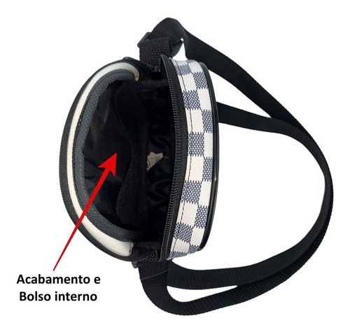 Mini Bolsa Pochete Necessaire Art Mania Bolsa Transversal Cor Branco Desenho do tecido Listras