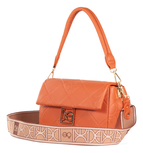 Bolsa Crossbody Cloe Para Mujer Accesorio Metálico Acabado Color Naranja