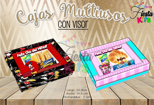 Kit Imprimible Cajas Rectangulares Con Visor Dia Del Niño