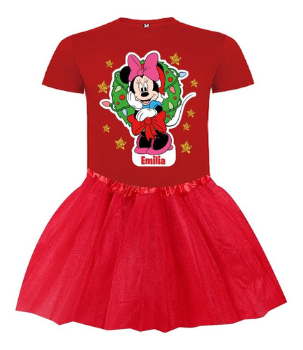 Conjunto Traje Disfraz Minnie 4 Navidad Personalizado