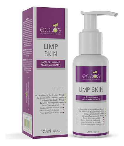 Limp Skin 120ml Eccos Loção De Limpeza, Ação Demaquilante