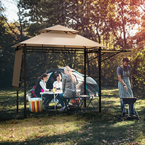 Gazebo Para Asados De Patio De 13,5 X 4 Pies Con Toldo Gpl Beige
