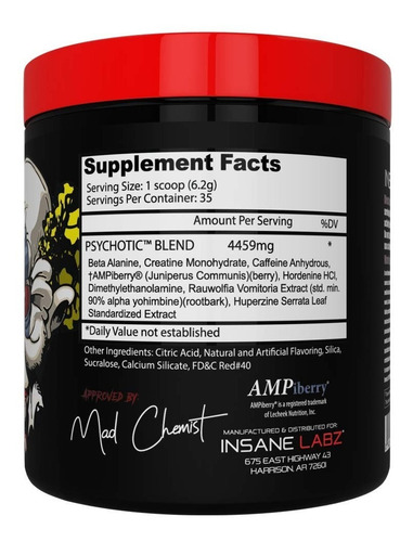 Suplemento en polvo Insane Labz Psychotic psychotic blend sabor cotton candy en pote de 212g
