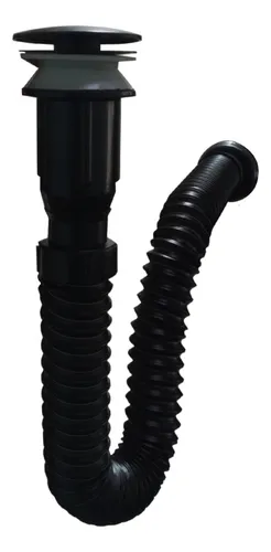 Desagüe Push Negro + Sifon Flexible