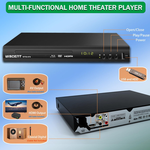 Reproductor De Dvd Blu Ray Wiscent Full Hd 1080p