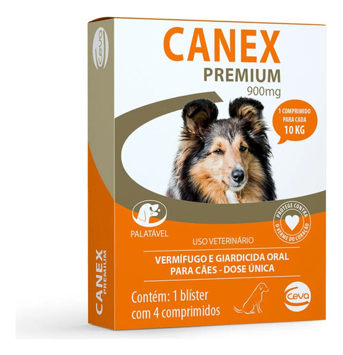 Vermífugo Canex Premium 900 Mg Para Cães 4 Comprimidos