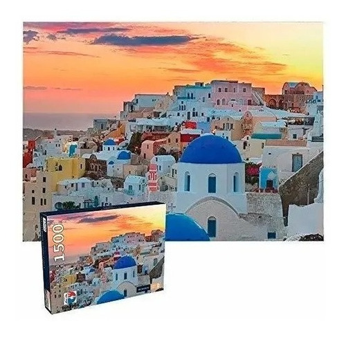 Imagen 2 de 5 de Puzzle 1500 Pzas Rompecabezas Cuadro Santorini Grecia Ed