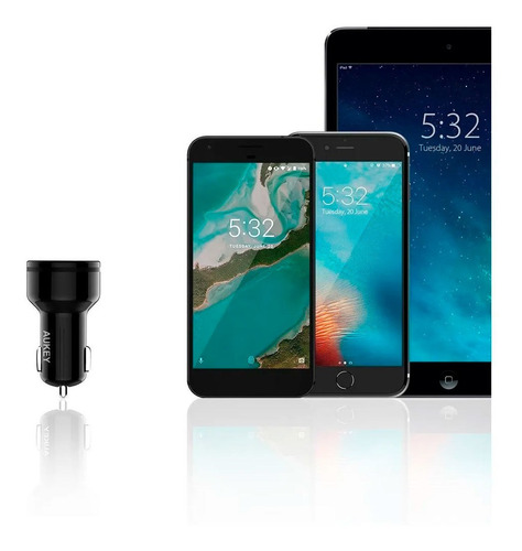 Cargador De Coche Cc-y9 Salida Usb Doble Aukey