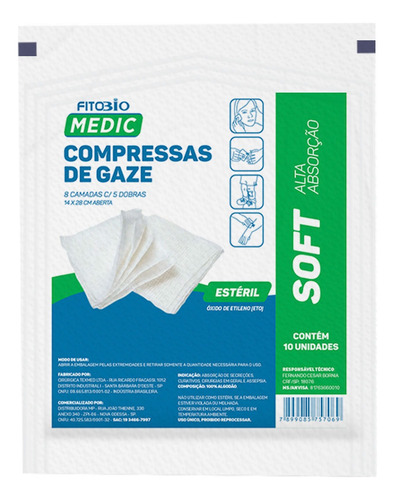 Compressa De Gaze Estéril 13 Fios 30 Envelopes -300 Unidades