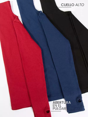 Camiseta Termica Chemisette Afelpada Suave Abertura Pulgar