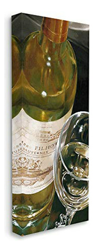 Stupell Industries White Wine Bottle And Glass Realistic Pai