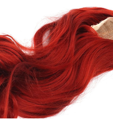 Peluca Roja Con Forma De Muñeca Con Separación Central, Larg