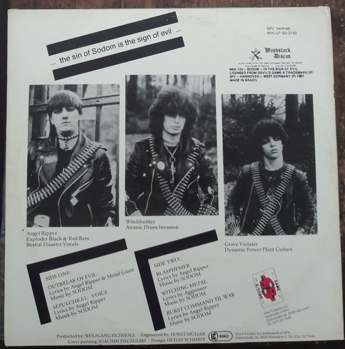 Imagem 2 de 6 de Lp Vinil (nm) Sodom In The Sign Of Evil 1a Ed Br C/enc Raro