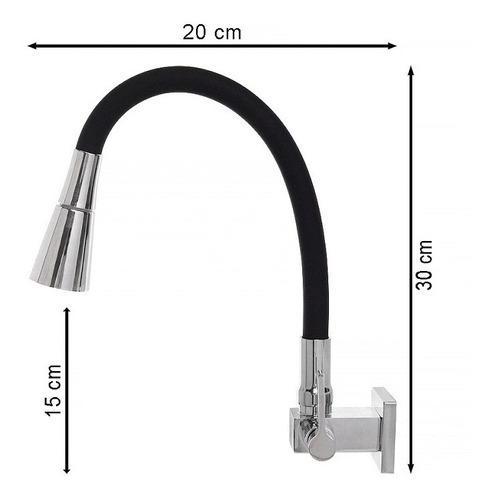 Torneira De Cozinha Parede Quadrada Jato Duplo Preto/cromo Acabamento Cromo