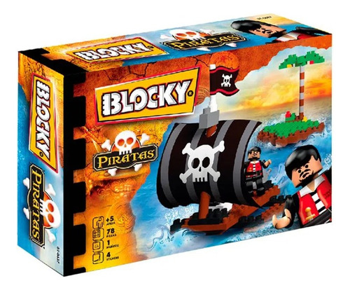 Blocky Balsa Pirata - 78 Piezas Bloques