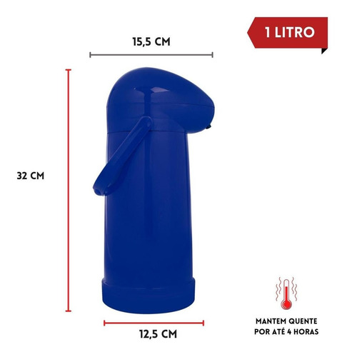 Imagem 5 de 9 de Garrafa Térmica 1 Litro Nobile Mor Várias Cores Promoção