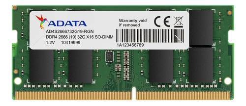 Memoria Ram Premier Gamer Color Verde 4gb 1 Adata Ad4s26664g19-sgn