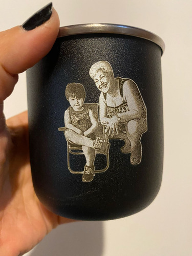Mate Fotograbado Mas Bombilla Personalizada Negro Personalizado
