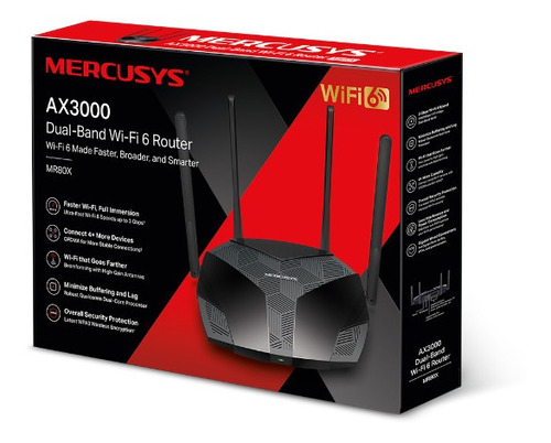 Router Mercusys Mr80x Ax3000 Wifi 6 Doble Banda Gigabit