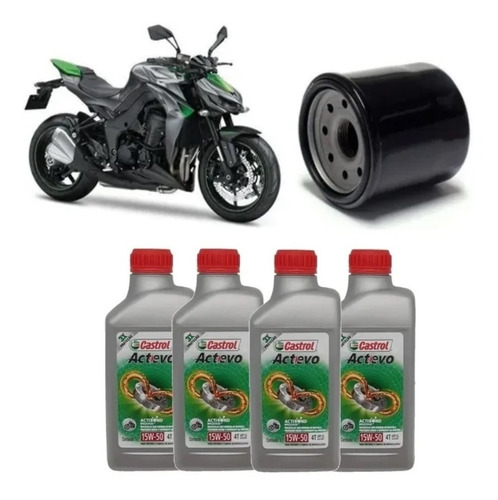 Kit Troca Óleo Castrol 15w50 Kawasaki Z1000 Ffp004